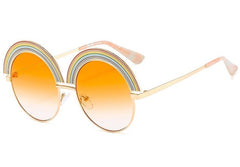 Women's Oversized Round  'Studio 54' Metal Sunglasses