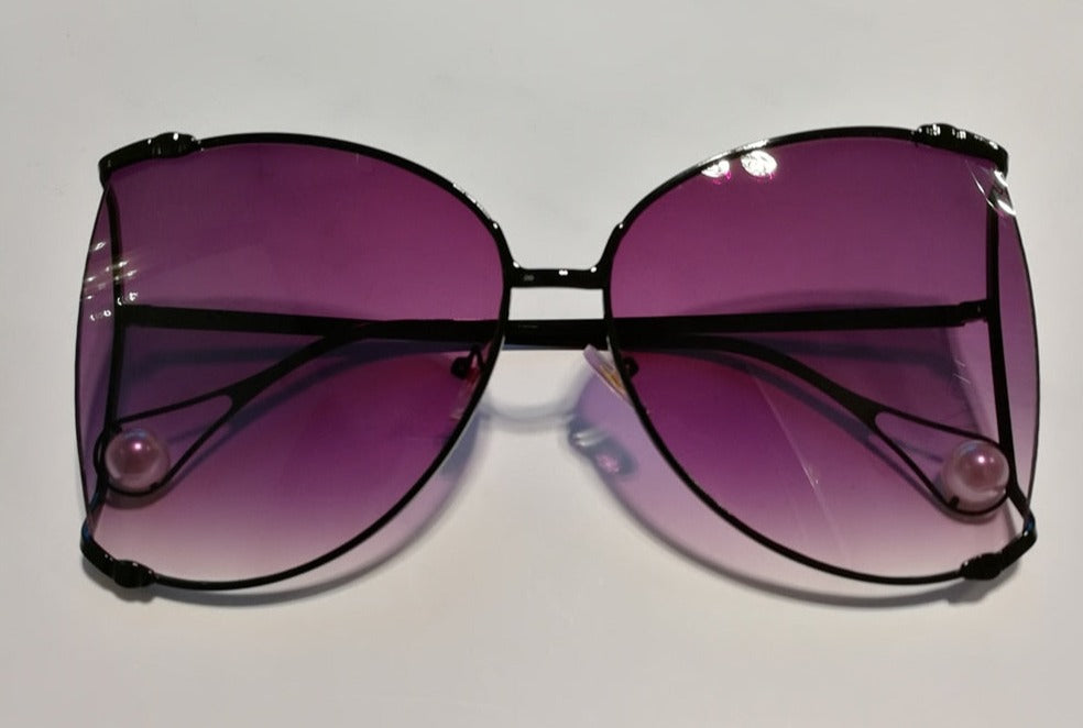 Women's Vintage Oversized Round 'Honey Eye' Metal Sunglasses