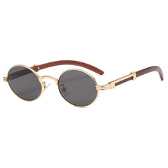 Men's Classic Round 'Peaky' Metal Wood Sunglasses