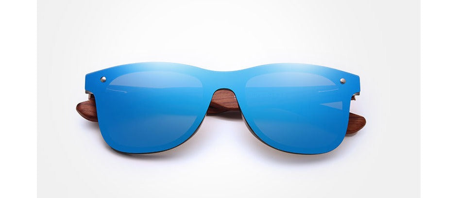 Unisex Vintage Square 'Beach Animal' Wooden Sunglasses