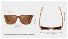 Men's Square Polarized 'Oishi' Wooden Sunglasses