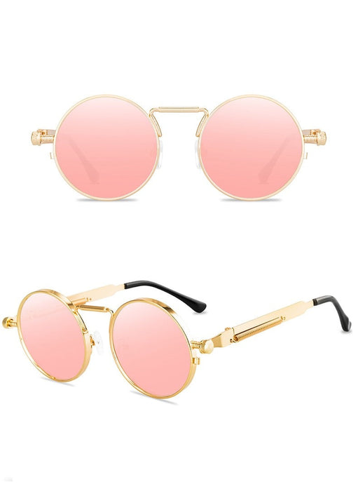Unisex Round Vintage' Vent' Alloy  Sunglasses