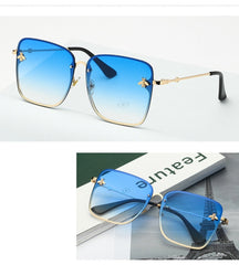 Women's Oversize Rimless 'Faze' Square Metal Sunglasses