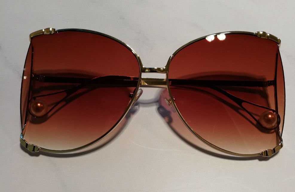 Women's Vintage Oversized Round 'Honey Eye' Metal Sunglasses