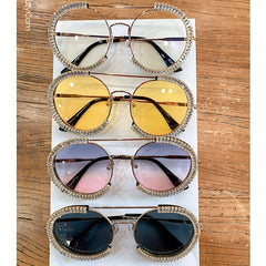 Women's Round 'Gems' Oversized Sunglasses