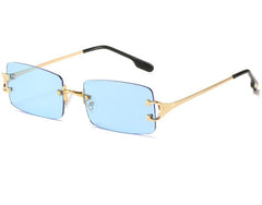 Women's Retro Rimless Rectangle 'Peachy' Metal Sunglasses