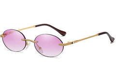 Women's Rimless Oval 'Visenza' Metal Sunglasses