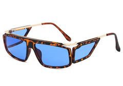 Women's Retro Rectangle 'One Piece' Metal Sunglasses