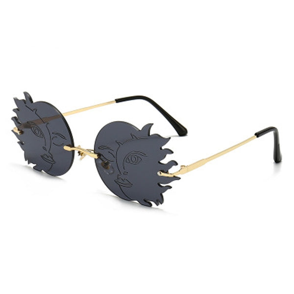 Women's Rimless Sun 'Flames' Metal Sunglasses