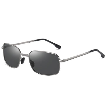 Unisex Polarized Rectangular Folding 'Bambie Shades' Metal Sunglasses