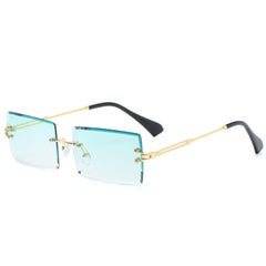 Women's Rimless Small Rectangle 'Diner Dash' Metal Sunglasses