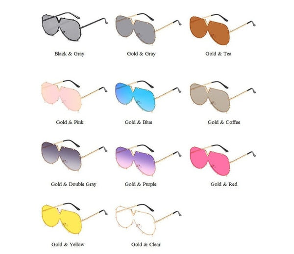 Women's Vintage Oversized 'Glam Team' Oval Sunglasses