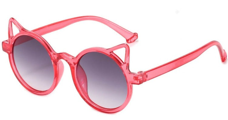 Kid's Girls Round 'White Cat' Plastic Sunglasses