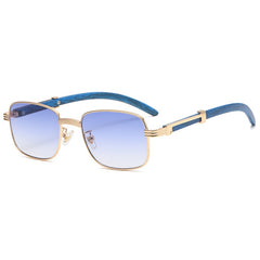 Men's Classic Round 'Peaky' Metal Wood Sunglasses