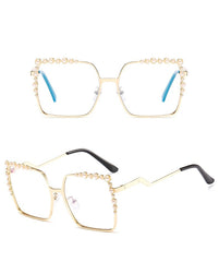 Women's Oversized Square 'The Bling' Metal  Sunglasses