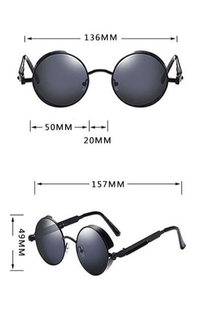Men's Steampunk Round 'Gothic' Metal Sunglasses