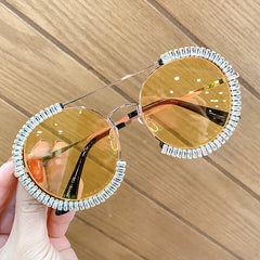 Women's Oversized Round 'Abbess' Metal Sunglasses