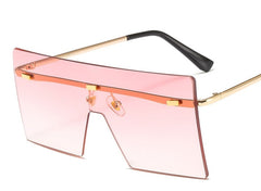 Women's Rimless Oversized Square 'Mermaid' Metal Sunglasses