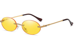 Women's Rimless Oval 'Visenza' Metal Sunglasses