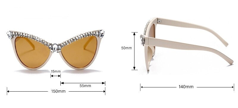 Women's Oversized Cat Eye 'Lady Diamond' Plastic Sunglasses