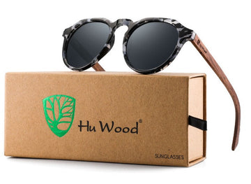 Women's Polarized Round 'Grenna' Wooden Sunglasses