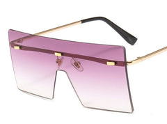 Women's Rimless Oversized Square 'Mermaid' Metal Sunglasses