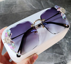 Women's Square 'Floral Eye Wear' Metal Sunglasses