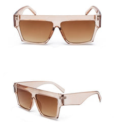 Women's Square Oversized 'Shine Nude' Plastic Sunglasses