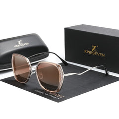 Women's Oversized Square Polarized Luxury 'Stare Gal' Plastic Sunglasses