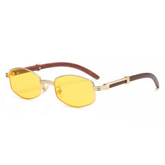 Men's Classic Round 'Peaky' Metal Wood Sunglasses