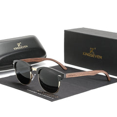 Men's Semi Rimless 'Aris' Wooden Sunglasses