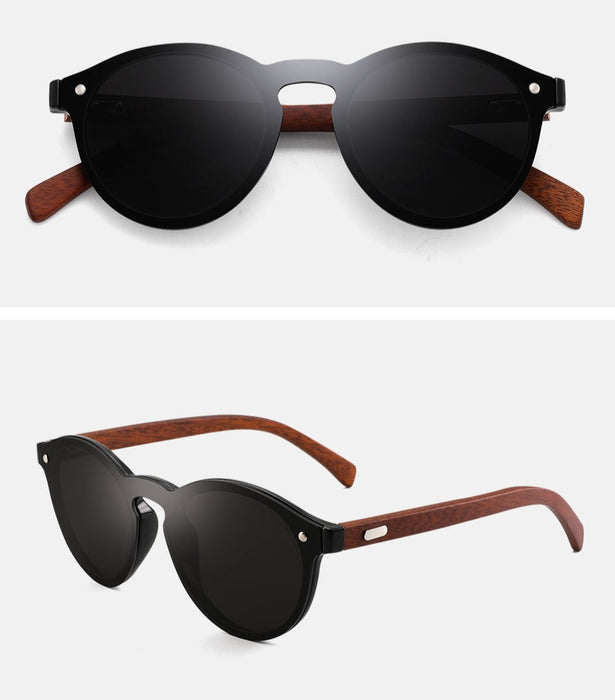 Men's Vintage Round 'Roofer'  Wooden Sunglasses
