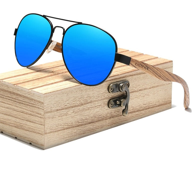 Men's Pilot Polarized 'Go 4 ' Wooden Sunglasses