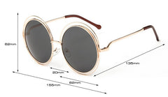 Women's Vintage Oversize Round 'Totoro' Metal Sunglasses