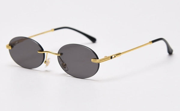 Women's Rimless Oval 'Visenza' Metal Sunglasses