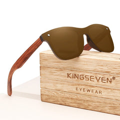 Unisex Vintage Square 'Beach Animal' Wooden Sunglasses