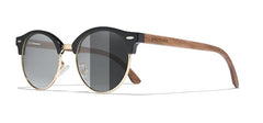 Women's Semi Rimless Round 'Wyndham' Wooden Sunglasses