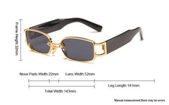 Women's Retro Rectangular 'Not Normal' Metal Sunglasses