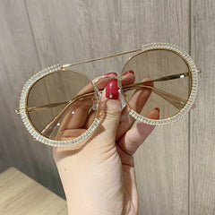 Women's Round 'Gems' Oversized Sunglasses