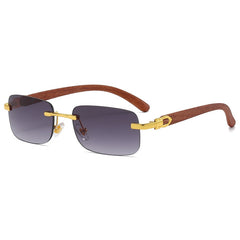 Men's Rimless Square 'I'm back' Wooden Sunglasses