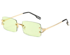 Women's Retro Rimless Rectangle 'Peachy' Metal Sunglasses