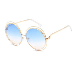 Women's Vintage Oversize Round 'Totoro' Metal Sunglasses