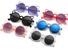 Kid's Girls Round 'White Cat' Plastic Sunglasses