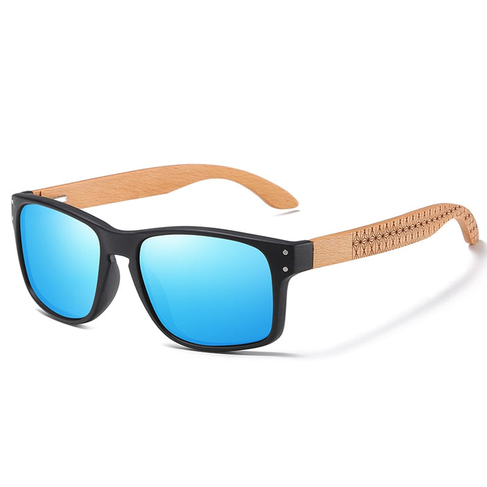 Men's Polarized Square 'Nature Handmade' Wooden Sunglasses