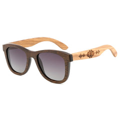 Men's Square 'Aivan' Natural Bamboo Sunglasses