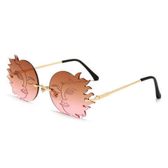 Women's Rimless Sun 'Flames' Metal Sunglasses