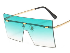 Women's Rimless Oversized Square 'Mermaid' Metal Sunglasses