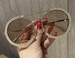 Women's Oversized Round 'Abbess' Metal Sunglasses