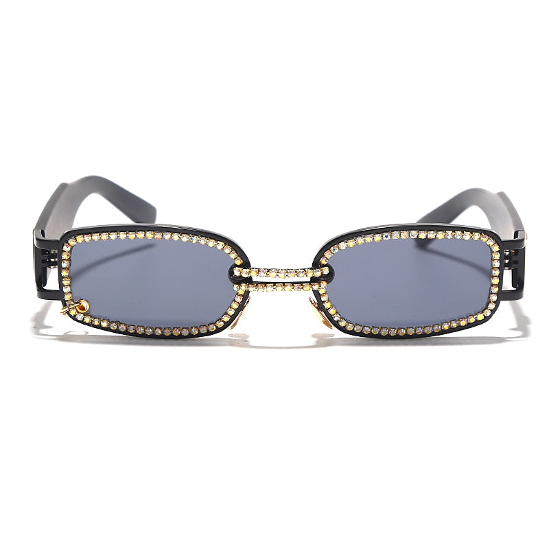 Women's Rectangle 'Shiny Specs' Metal Sunglasses