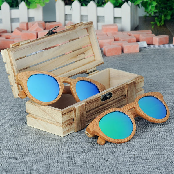 Men's Stylish Square Polarized 'Marble' Wooden Bamboo Sunglasses